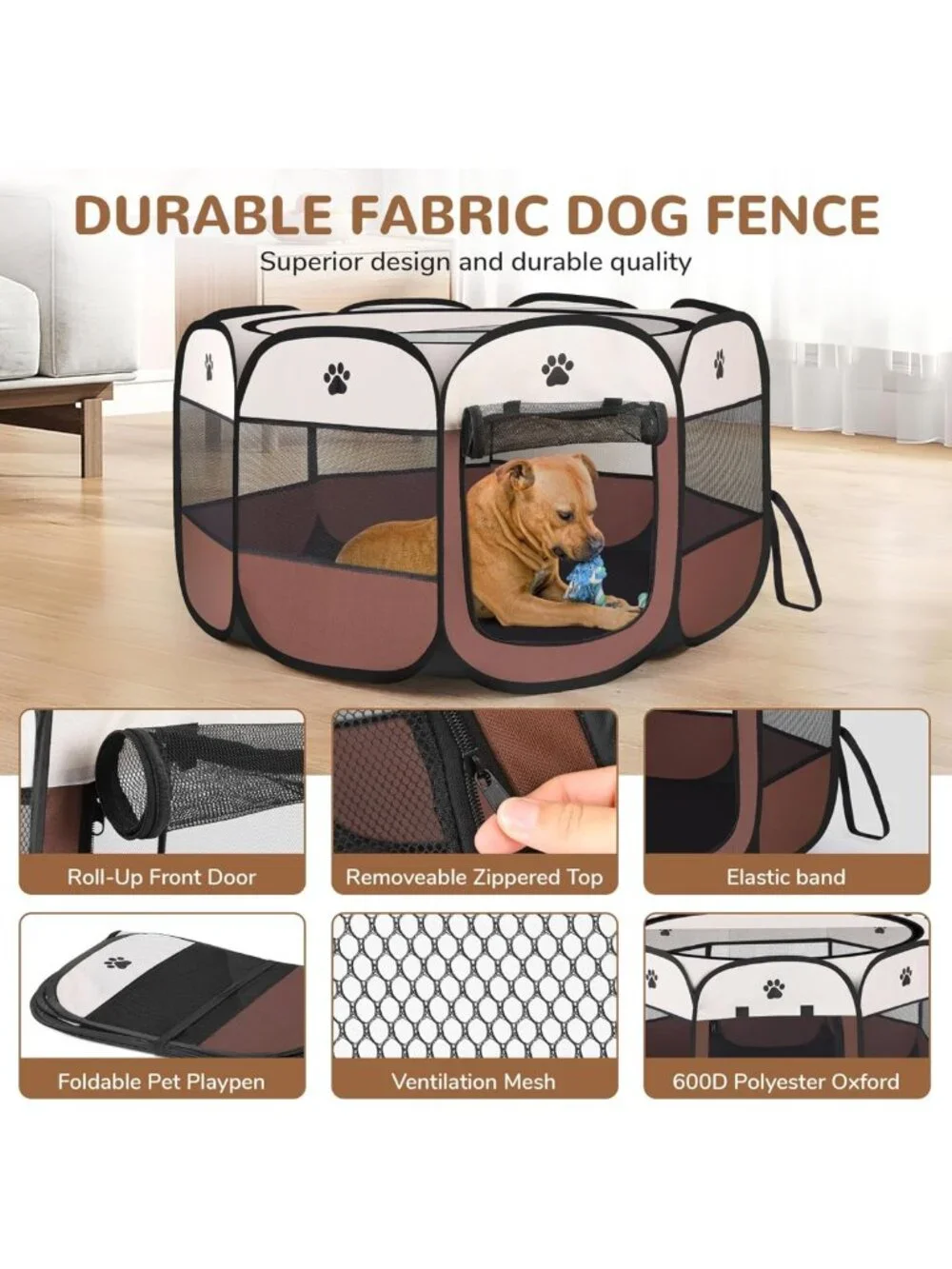 Portable Pop-Up Puppy Playpen | Foldable Exercise Kennel Tent for Indoor/Outdoor